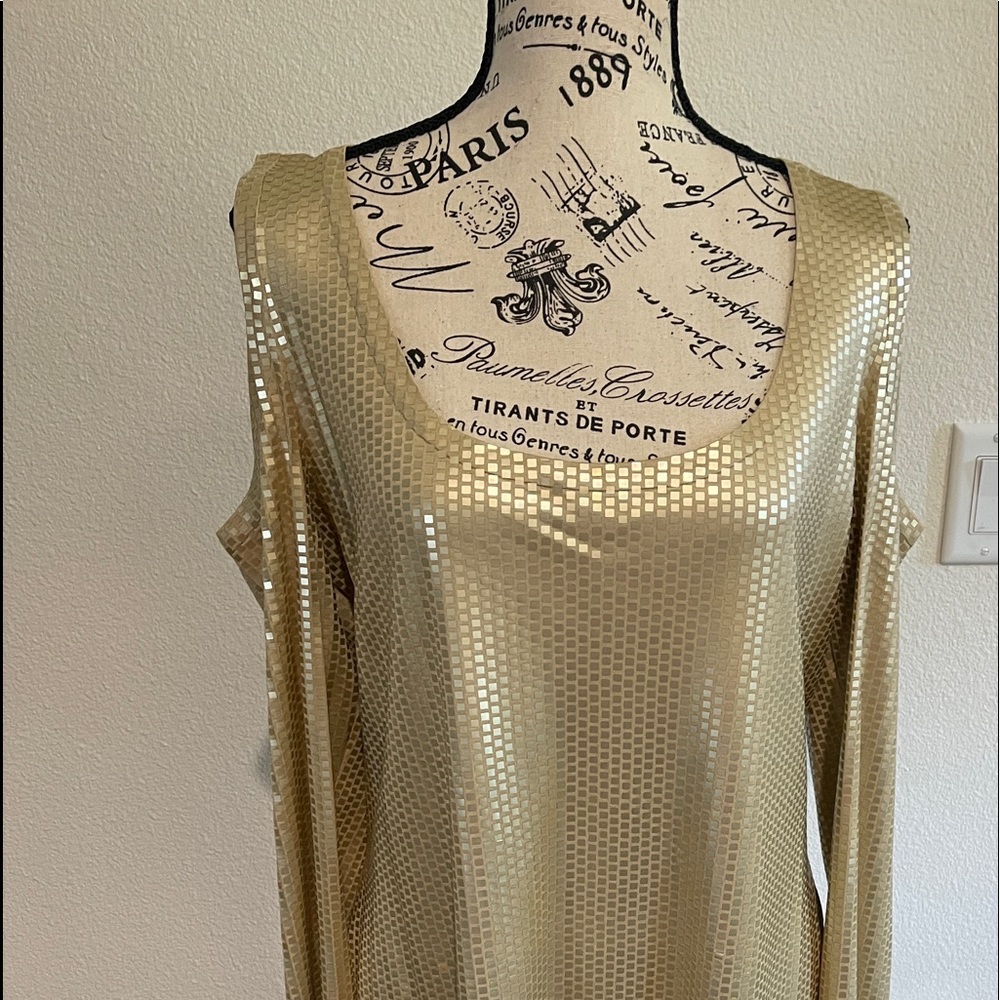 St. John “Cold Shoulder” sequin blouse.  Never worn.